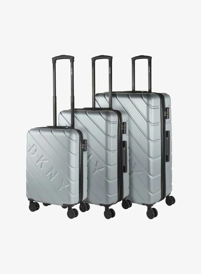 DKNY SILVER Side Tracked Hardside Luggage on Wheels for Unisex | Ultra Lightweight ABS on with Spinner Wheels 4 Color Silver  | Best Price UAE